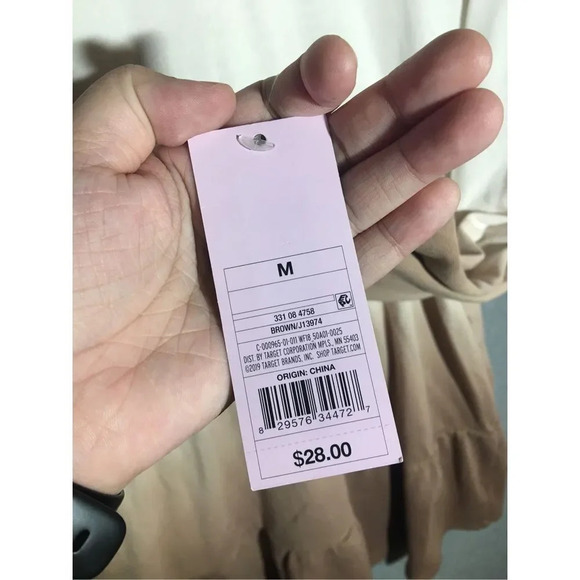 Womens NWT Wild Fable Dress Mock Neck Long Sleeve Tan White Ombré Neutral - Picture 4 of 6